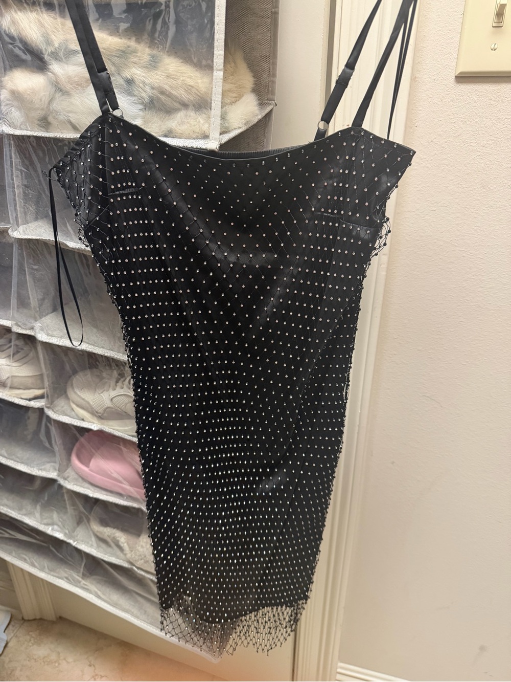 Black Studded Slip Dress — Brand: